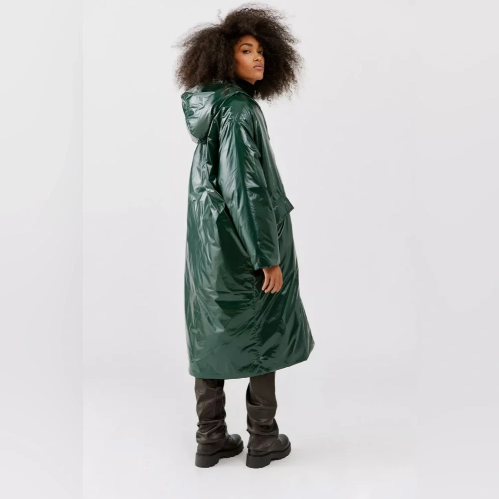 Urban Outfitters Mila Longline Parka Jacket in Green. Size Medium - Picture 3 of 11